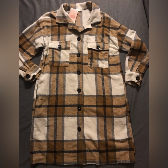 NWT Long Length Cotton Flannel Shacket - Picture 12 of 16